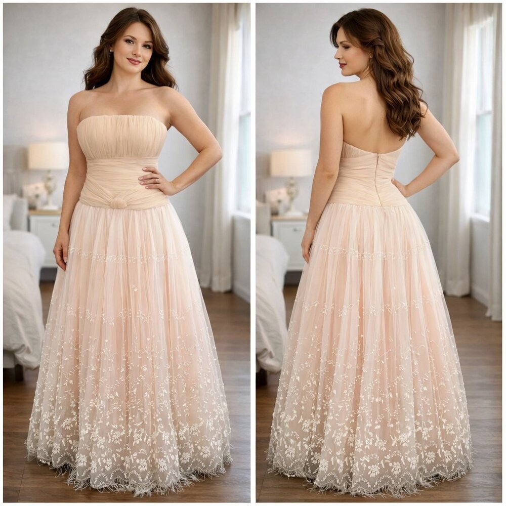 Soucy for Lara Helene Blush Formal Strapless Ball Gown $995